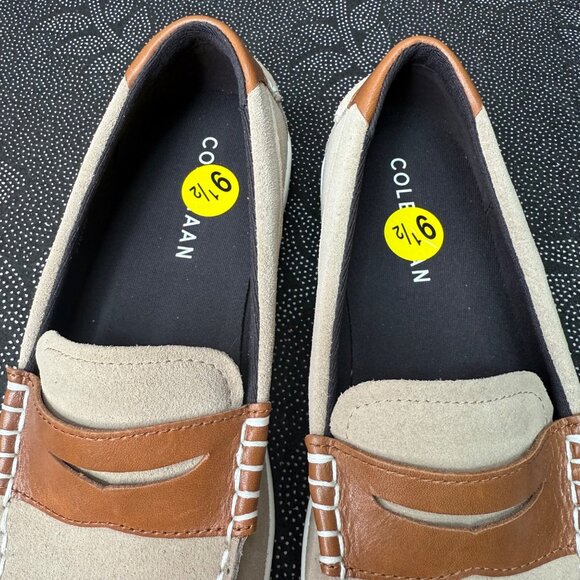 Cole Haan Mens Penny Loafers 9.5M Suede & Leather Beige/Brown Slip-On Shoes - Picture 4 of 6